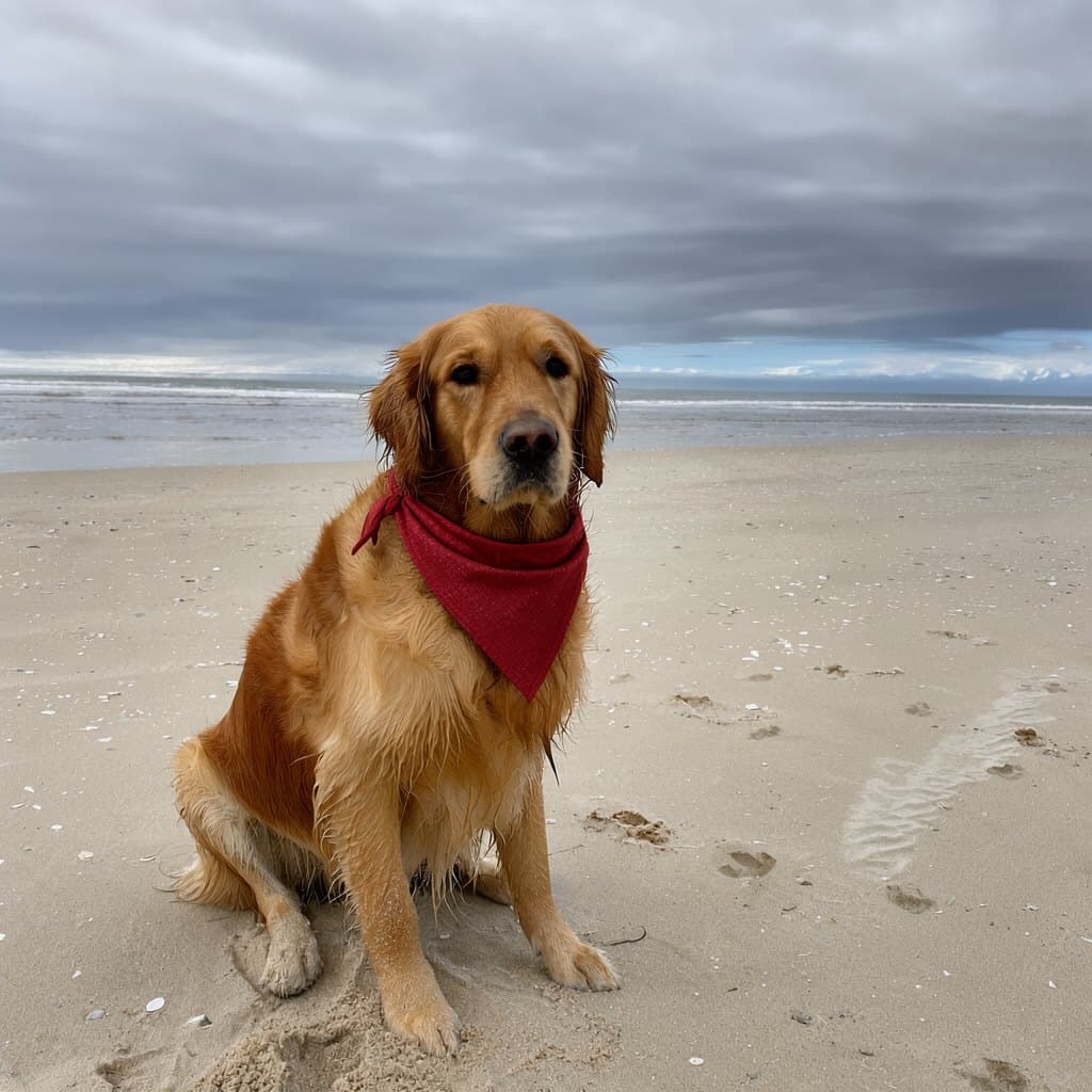 FLUX.3 Klein: put a red bandana around the dog's neck